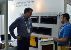 Baris Gencer with Agropek is explaining about the Cold Maker cooling systems